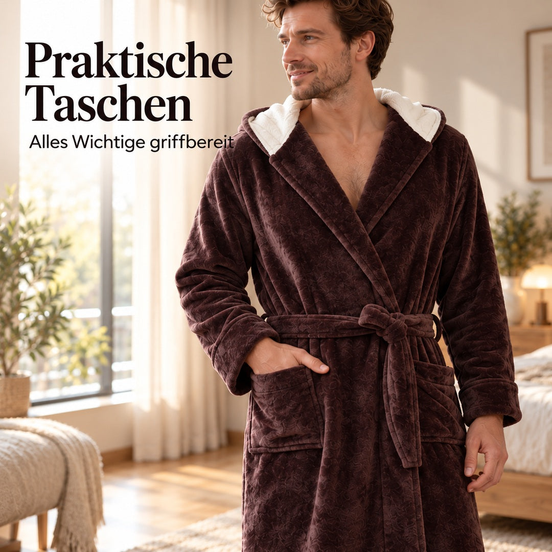 Flesuah Mavero – Kuscheliger Herren-Bademantel mit Kapuze
