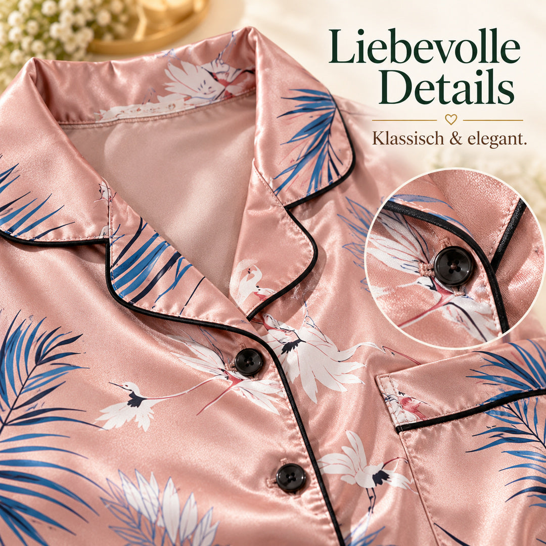 Mavie - 7-teiliges Damen-Pyjama-Set in Satinoptik