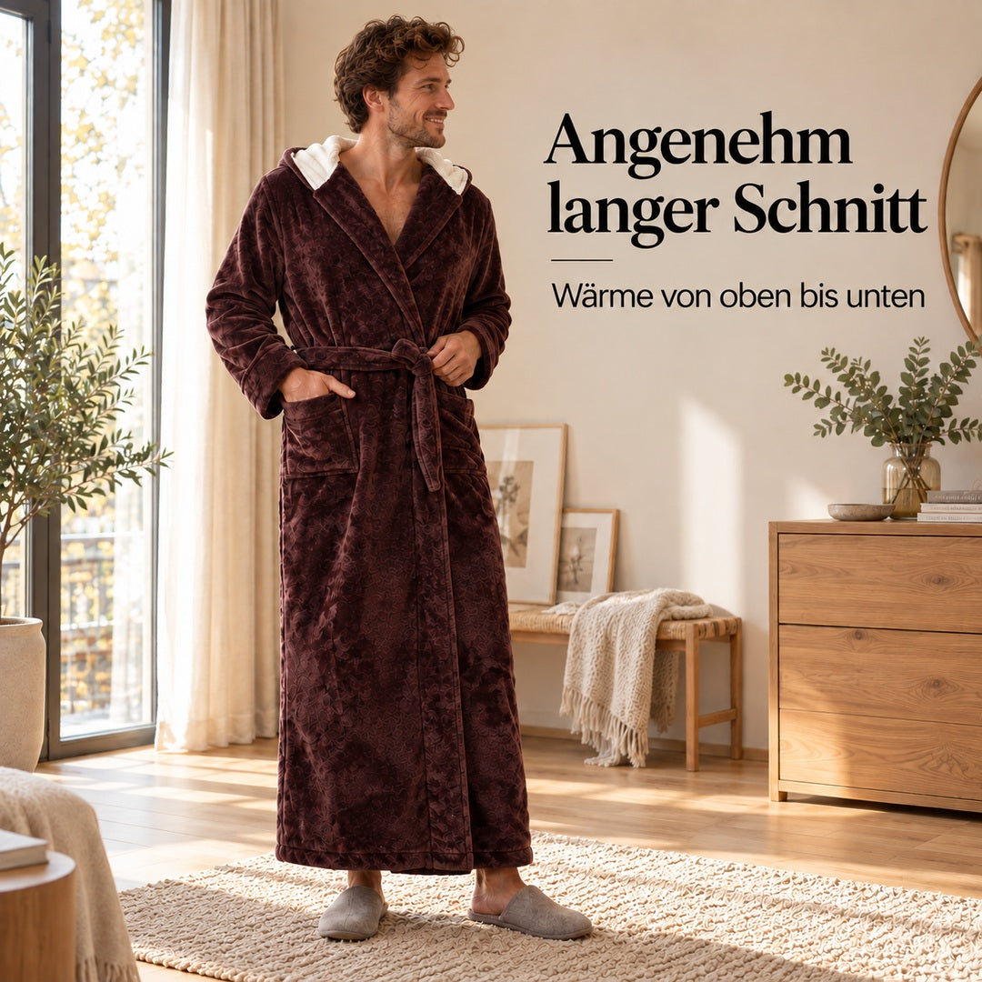 Flesuah Mavero – Kuscheliger Herren-Bademantel mit Kapuze
