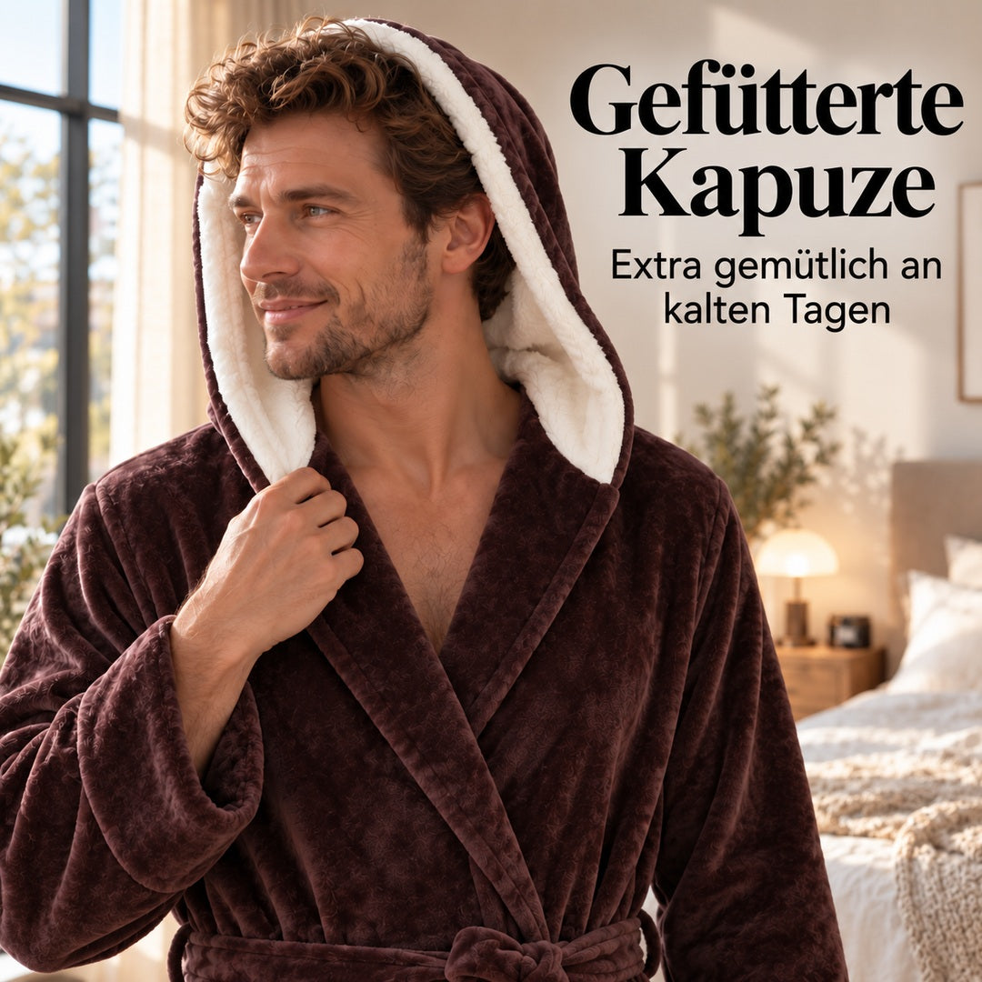 Flesuah Mavero – Kuscheliger Herren-Bademantel mit Kapuze