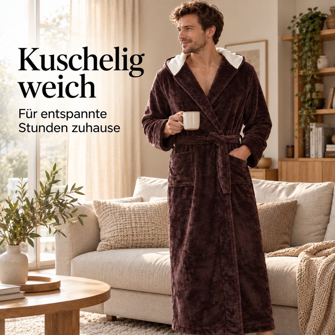 Flesuah Mavero – Kuscheliger Herren-Bademantel mit Kapuze