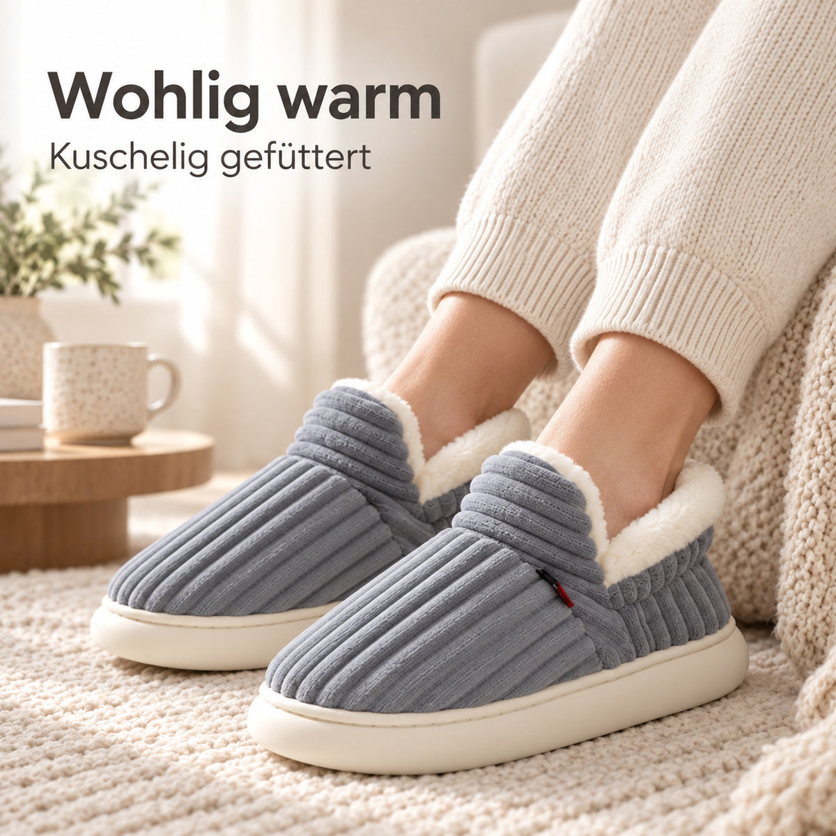 Flesuah Klumos – Warme Plüsch-Hausschuhe