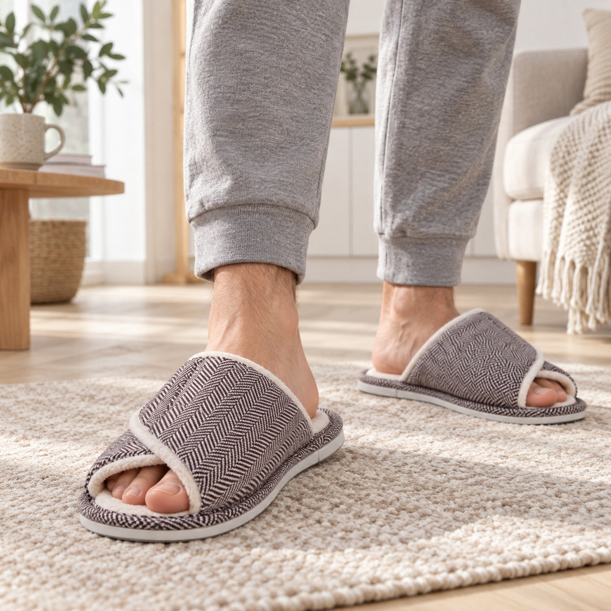 Flesuah Slipper Man - Einstellbare Hausschuhe mit atmungsaktivem Material