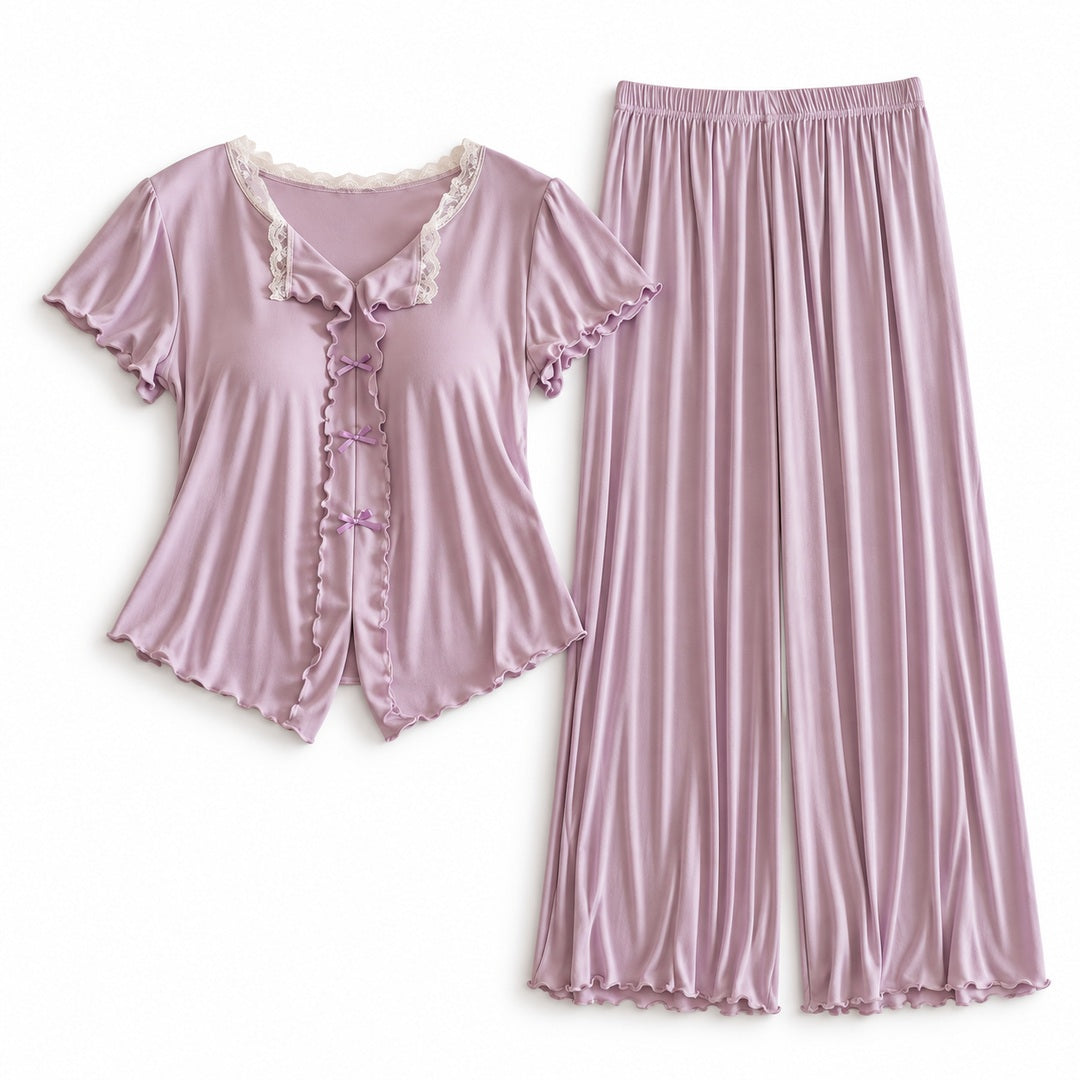 Flesuah Elina – Damen Pyjama-Set mit Rüschendetails