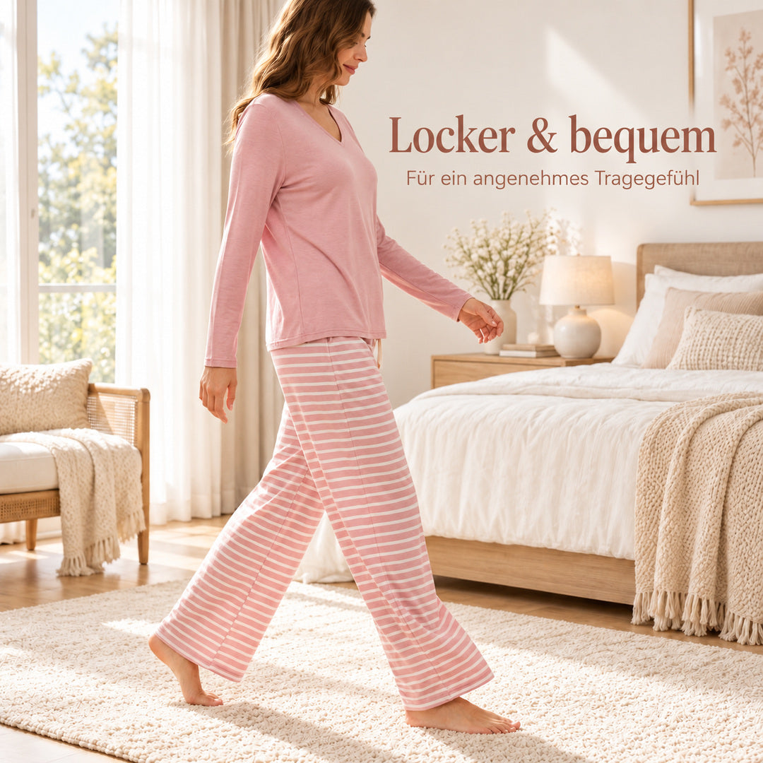Nera – Damen-Pyjama mit V-Ausschnitt
