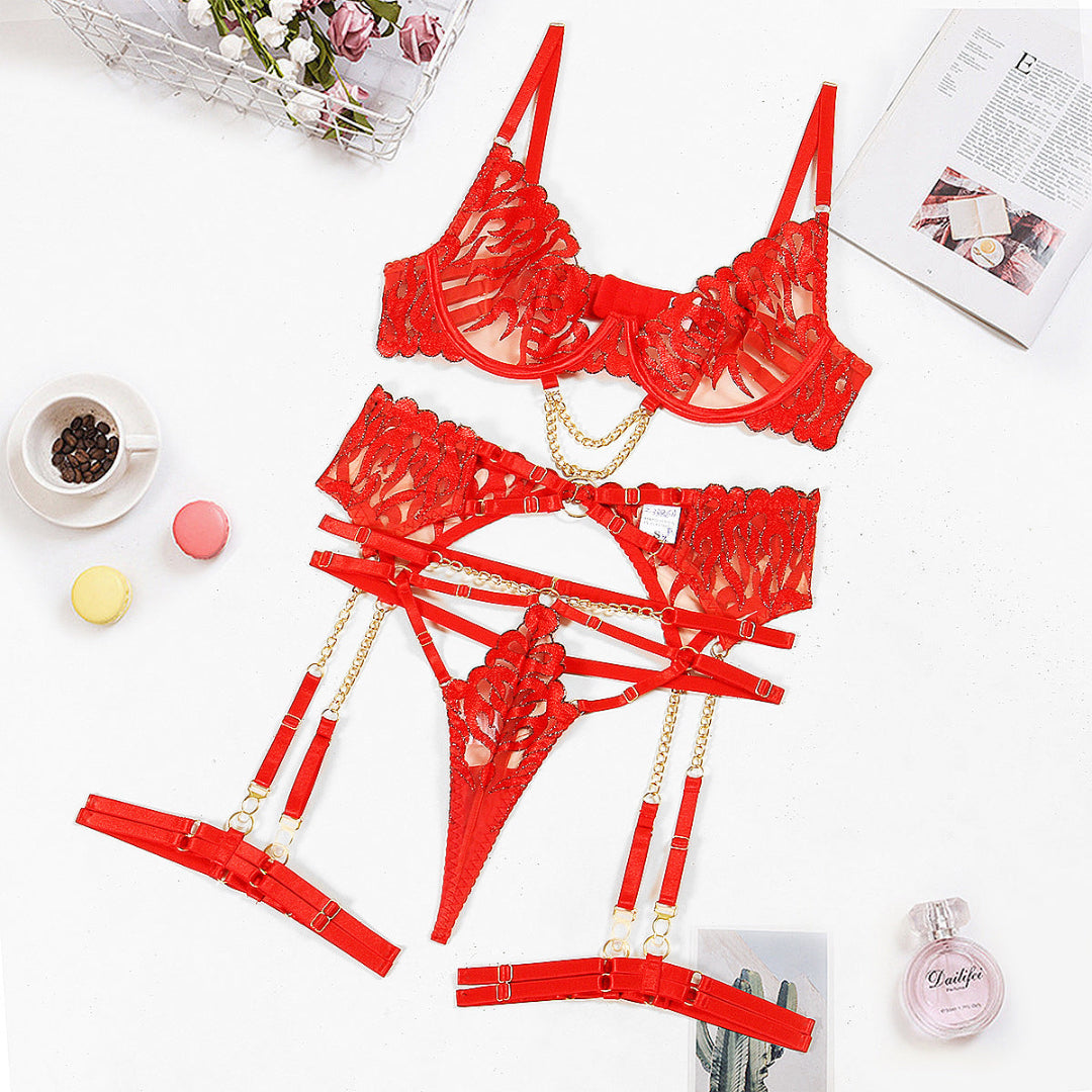 Flesuah Jalina - Lingerie-Set mit Spitze & Kettendetails