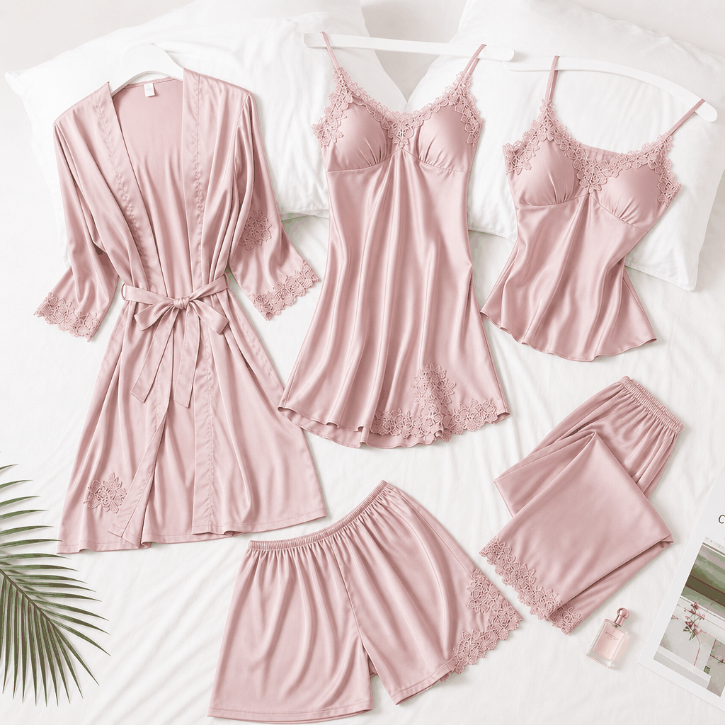Flesuah Elara – 5-teiliges Satin-Lounge-Set