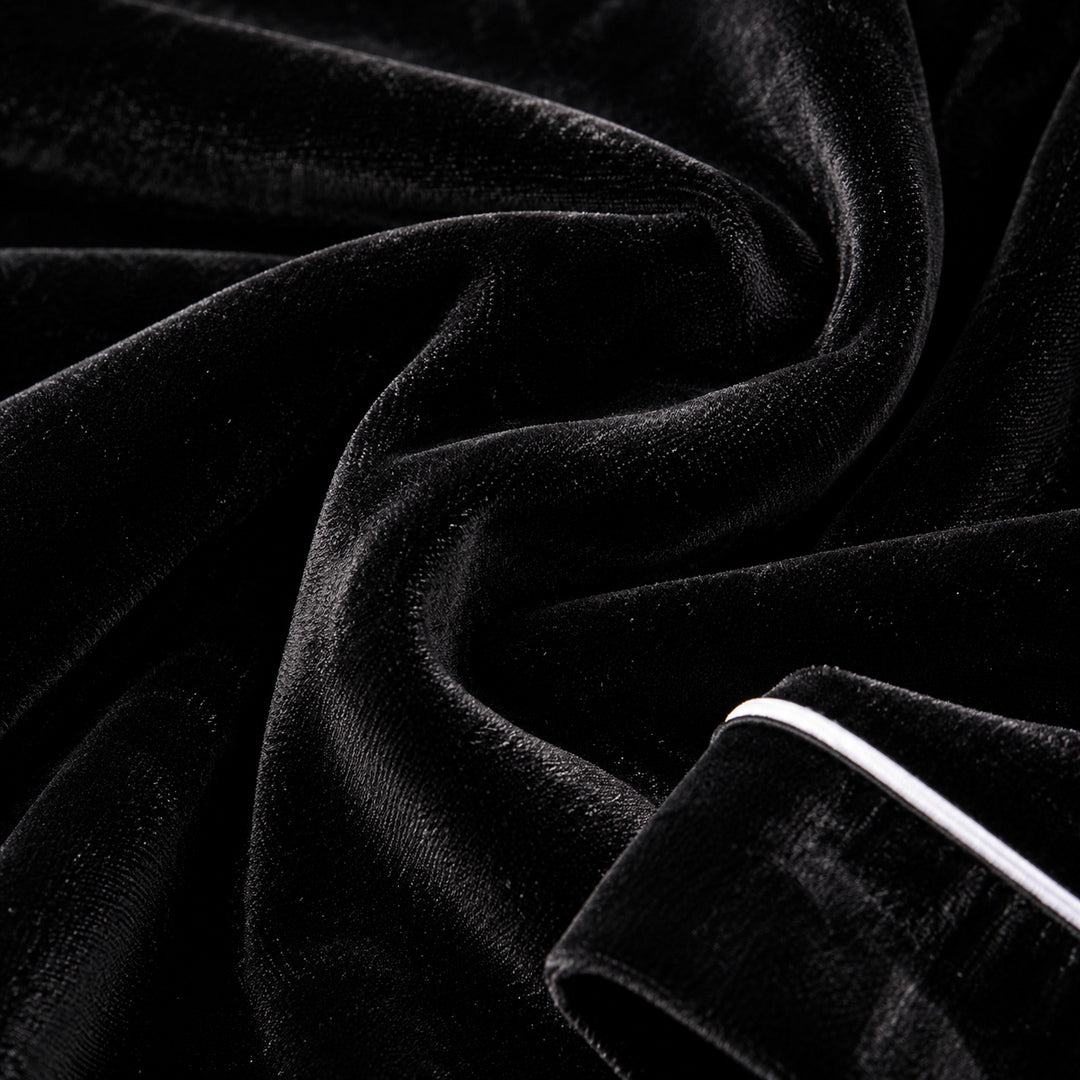 Flesuah Adelie – 2-teiliger Damen-Samtpyjama in Schwarz