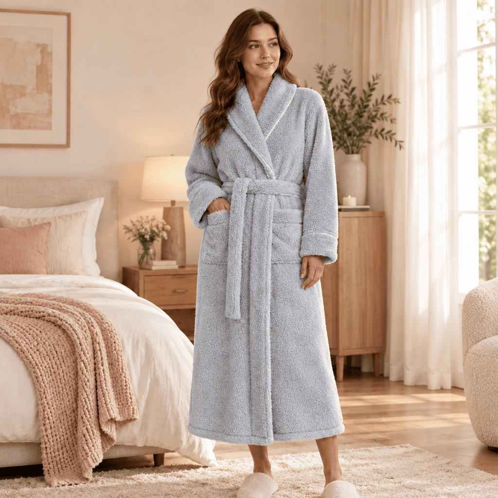 Flesuah Elva – Warmer Damen-Bademantel aus weichem Flanell