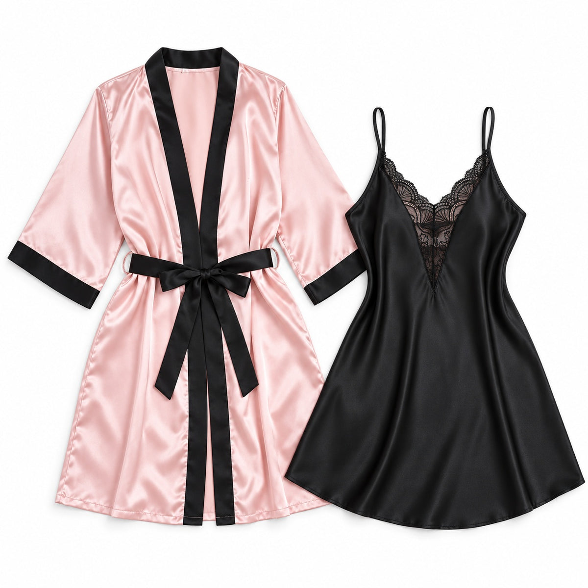 Flesuah Vivienne – 2-teiliges Damen Negligé-Set mit Morgenmantel