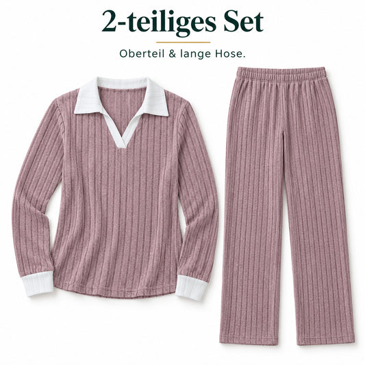 Romy – Damen-Lounge-Set mit Kontrastkragen