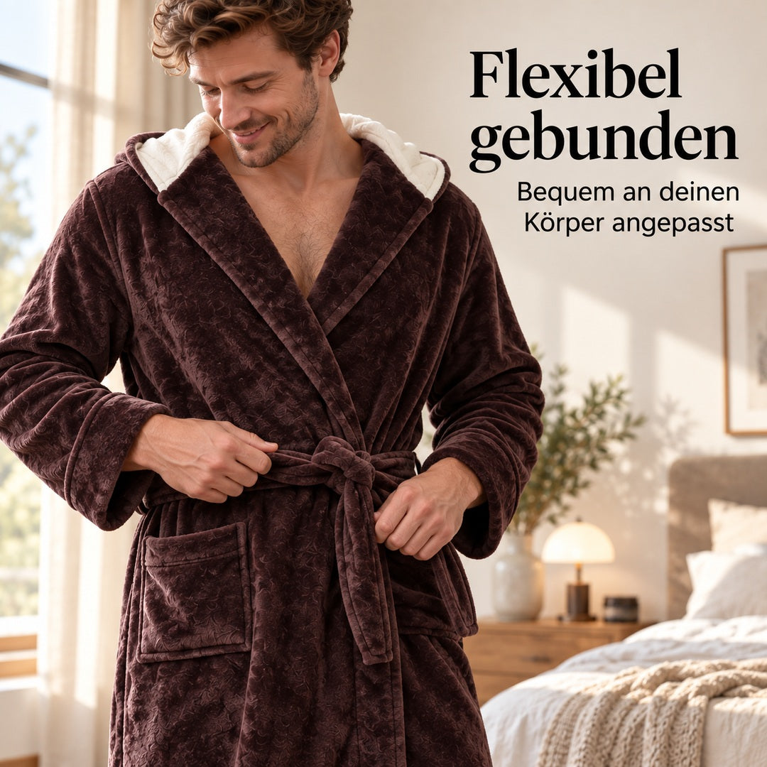 Flesuah Mavero – Kuscheliger Herren-Bademantel mit Kapuze