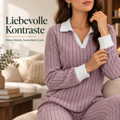 Romy – Damen-Lounge-Set mit Kontrastkragen