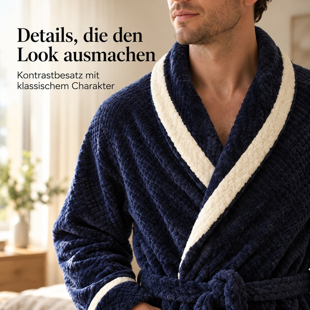 Flesuah Nerio – Kuscheliger Herren-Bademantel mit Kontrastbesatz