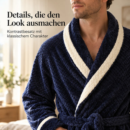 Flesuah Nerio – Kuscheliger Herren-Bademantel mit Kontrastbesatz