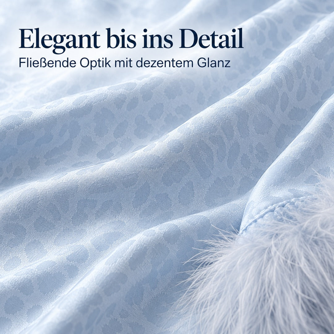 Flesuah Valeria – Damen Pyjama-Set in Satinoptik mit Federdetails