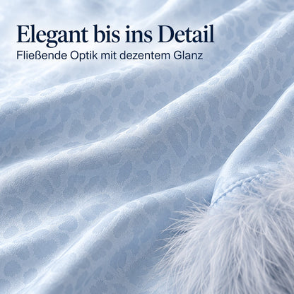 Flesuah Valeria – Damen Pyjama-Set in Satinoptik mit Federdetails
