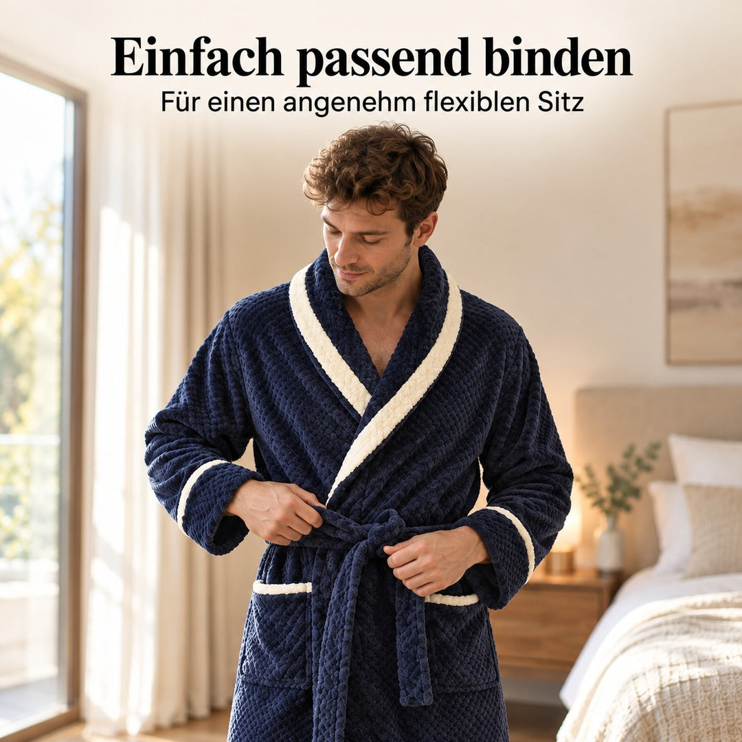 Flesuah Nerio – Kuscheliger Herren-Bademantel mit Kontrastbesatz