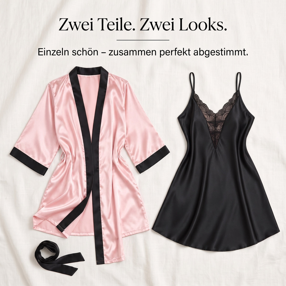 Flesuah Vivienne – 2-teiliges Damen Negligé-Set mit Morgenmantel
