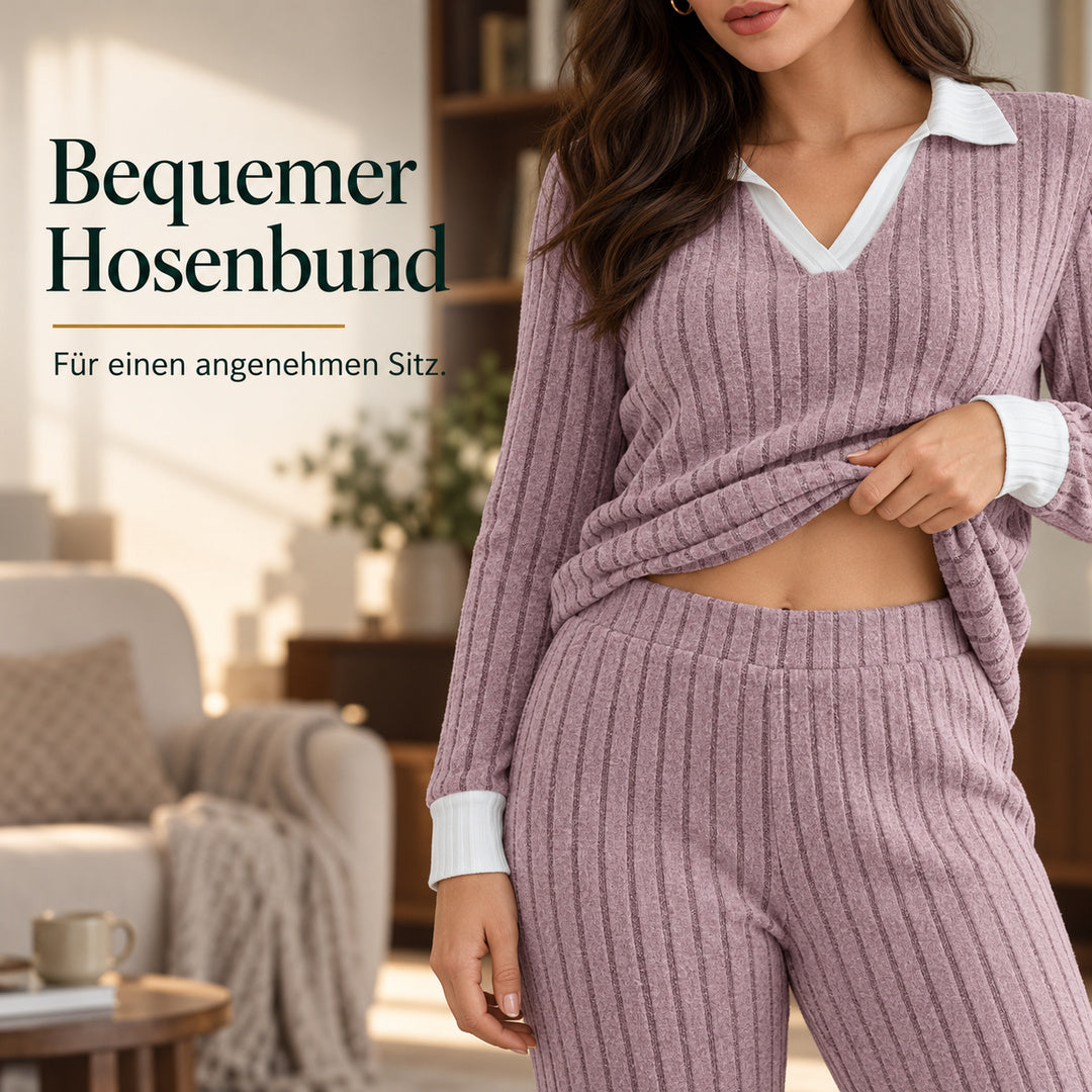 Romy – Damen-Lounge-Set mit Kontrastkragen