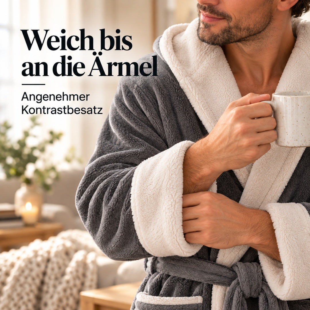 Flesuah Loreno – Warmer Baumwoll-Bademantel für Herren mit Kapuze