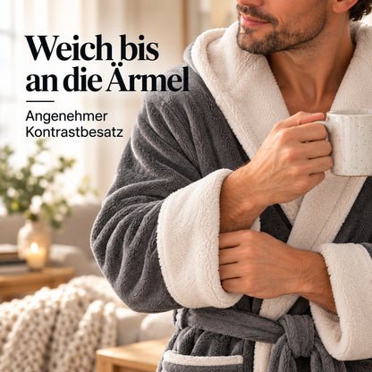Flesuah Loreno – Warmer Baumwoll-Bademantel für Herren mit Kapuze