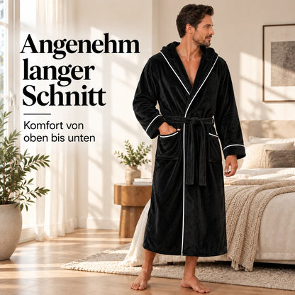 Flesuah Elvano – Herren-Bademantel mit Kapuze & Kontrastdetails