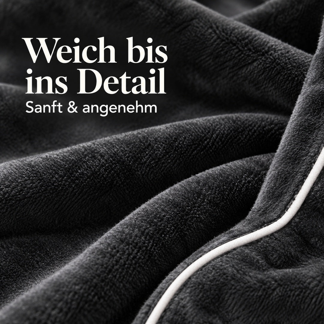 Flesuah Elvano – Herren-Bademantel mit Kapuze & Kontrastdetails