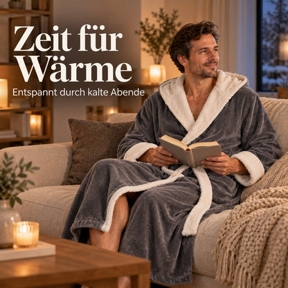 Flesuah Loreno – Warmer Baumwoll-Bademantel für Herren mit Kapuze