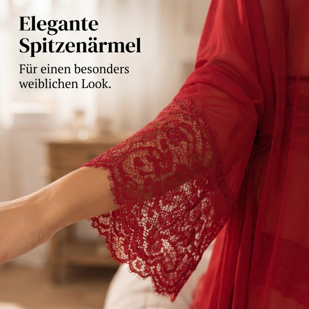 Célina – Damen-Negligé-Set mit Spitze & Morgenmantel