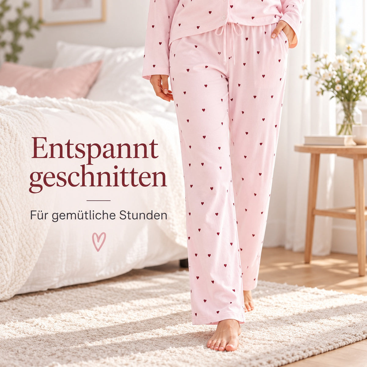 Flesuah Milou – Damen Pyjama-Set mit Print & langer Hose