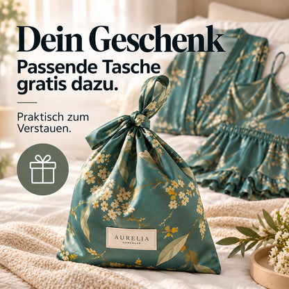 Flesuah Aurelia – 4-teiliges Satinoptik-Pyjama-Set + Tasche geschenkt