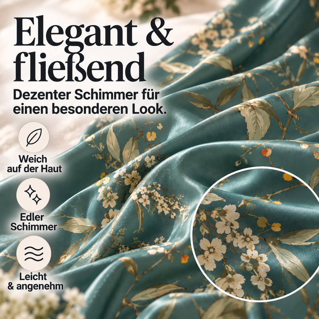 Flesuah Aurelia – 4-teiliges Satinoptik-Pyjama-Set + Tasche geschenkt