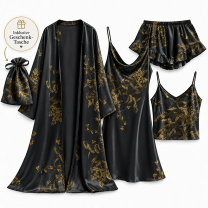 Flesuah Aurelia – 4-teiliges Satinoptik-Pyjama-Set + Tasche geschenkt