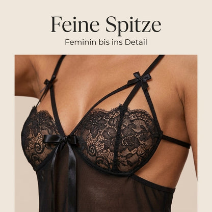 Flesuah Aveline - 3-teiliges Nachtwäsche-Set mit Spitzenkimono