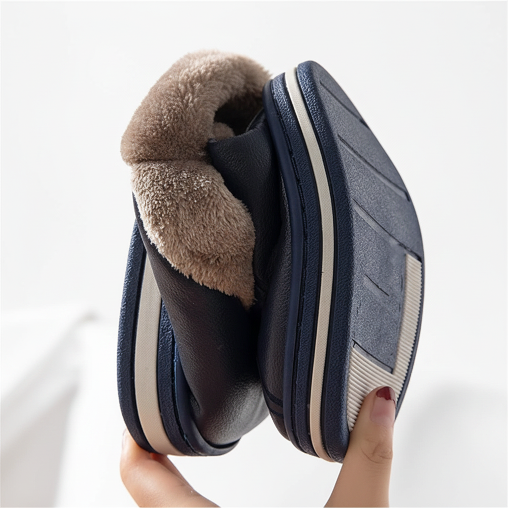 Flesuah Cocoon Herren - Wasserdichte Lederslippers mit dämpfender Sohle