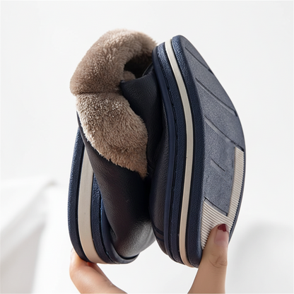Flesuah Cocoon Herren - Wasserdichte Lederslippers mit dämpfender Sohle