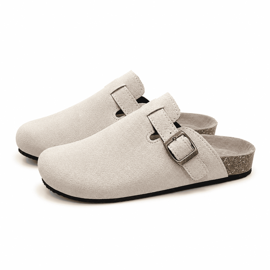 Flesuah Como – Bequeme Pantoffel mit Schnalle & Korkfußbett