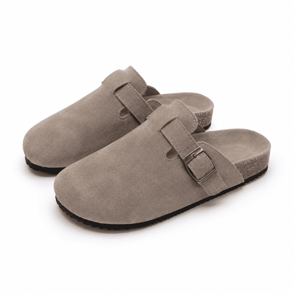Flesuah Como – Bequeme Pantoffel mit Schnalle & Korkfußbett