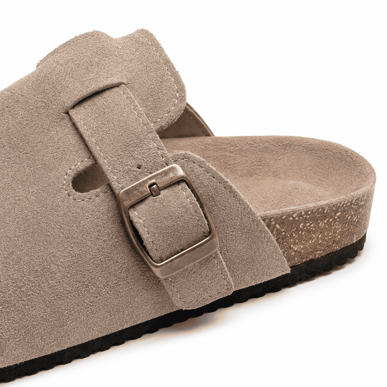 Flesuah Como – Bequeme Pantoffel mit Schnalle & Korkfußbett
