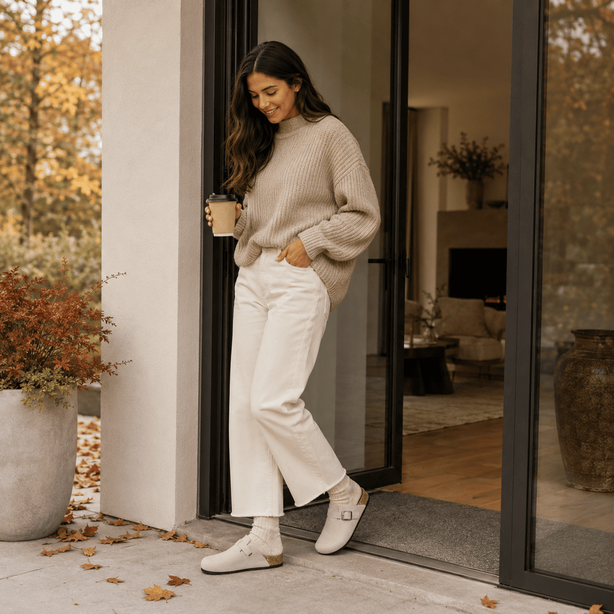 Flesuah Como – Bequeme Pantoffel mit Schnalle & Korkfußbett