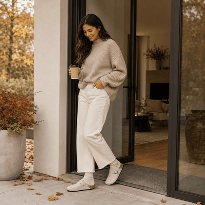 Flesuah Como – Bequeme Pantoffel mit Schnalle & Korkfußbett