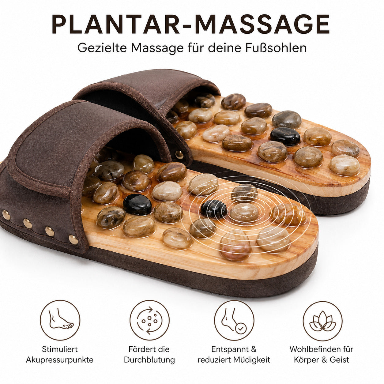 Flesuah Vitalstone – Massage-Hausschuhe mit Naturstein-Fußbett