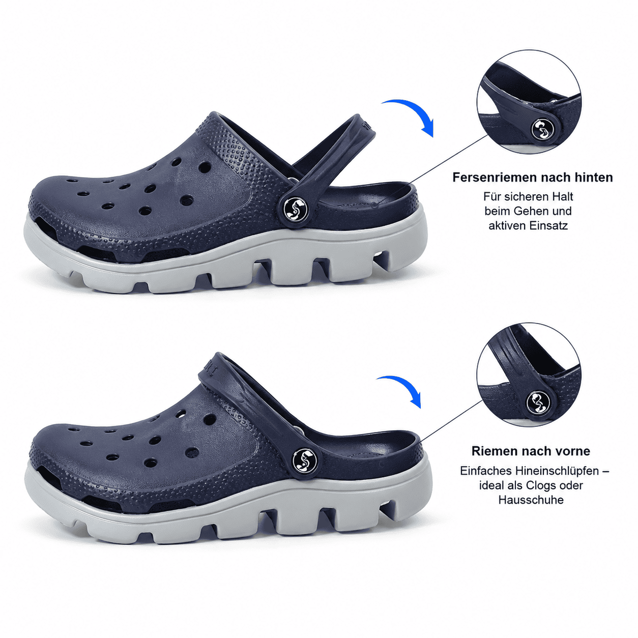 Flesuah Clogs Classic - Leichte Clogs mit verstellbaren Riemen