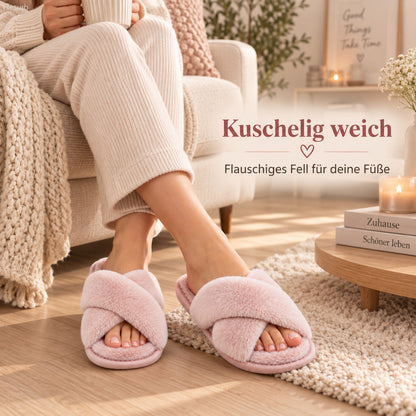 Flesuah Maison Slide - Flauschige Cross-Hausschuhe