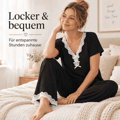 Flesuah Elora – 3-teiliges Damen Pyjama-Set aus Modal mit Spitzendetails