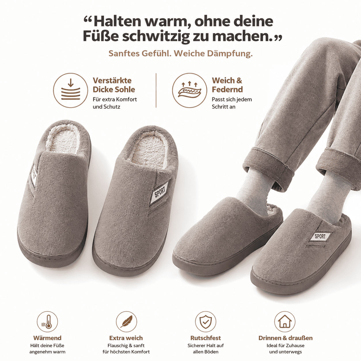 Flesuah Maison Max - Atmungsaktive Slippers mit Komfortsohle