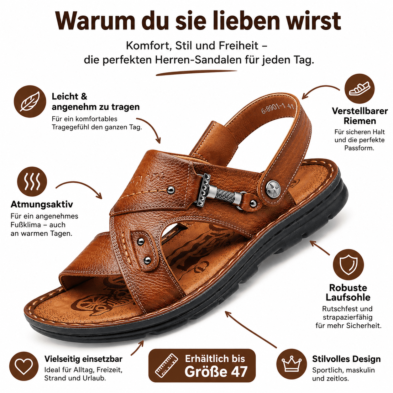 Flesuah Mareno – Herren Sandalen aus Kuhleder für Alltag & Freizeit