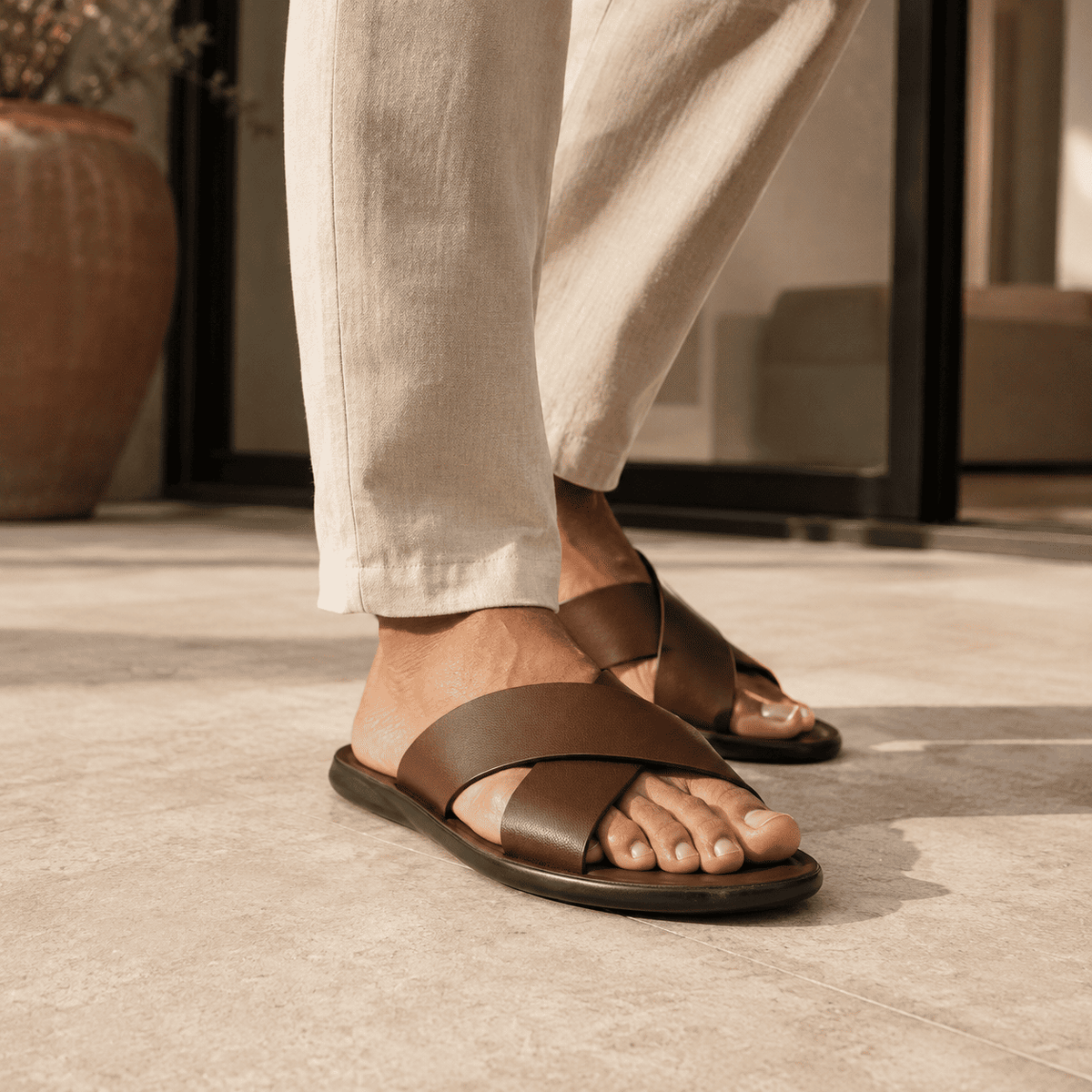 Flesuah Maison Slide - Herren-Slipper aus Rindsleder