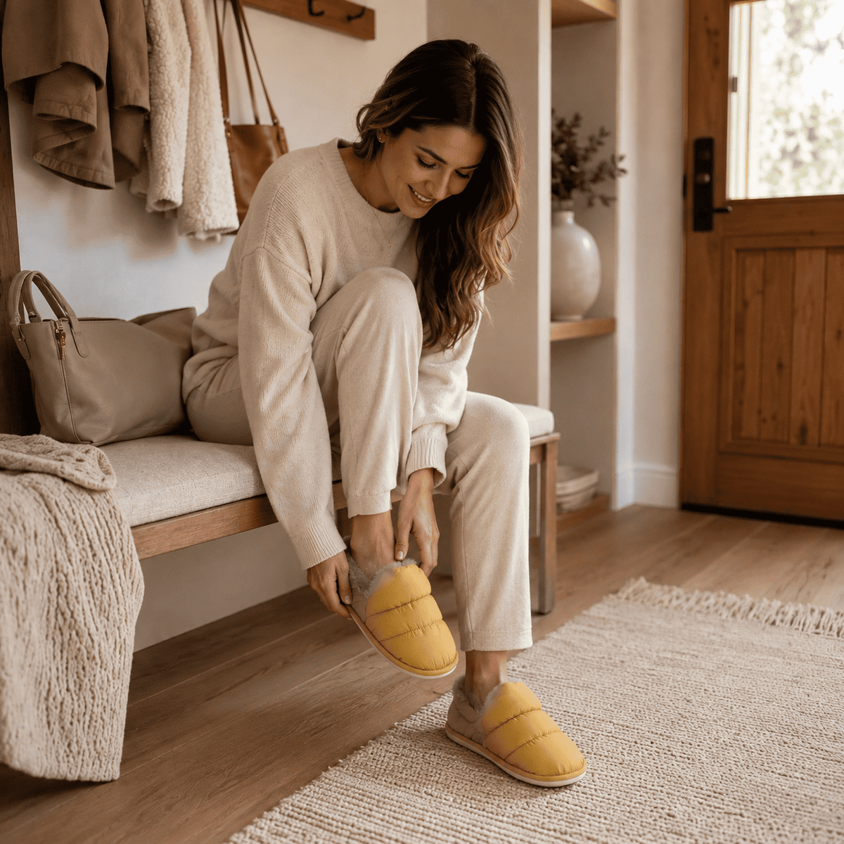 Flesuah Cocoon Cluff - All-Inclusive Baumwollschuhe mit Anti-Rutsch Sohle